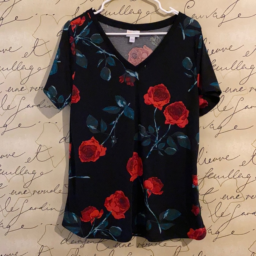 LULAROE SIMPLY COMFORTABLE ROSE PRINT ~ Large